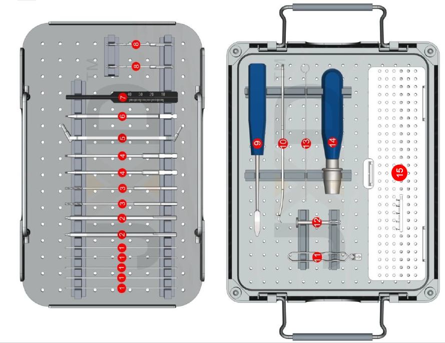 Juego de instrumentos para tornillos canulados Herbert de 2,0/2,4 mm (MOI GHATS2024-01)