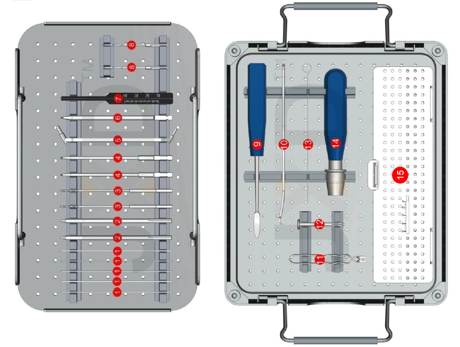 Juego de instrumentos para tornillos canulados Herbert de 3,0 mm (MOI GHATS30-01)
