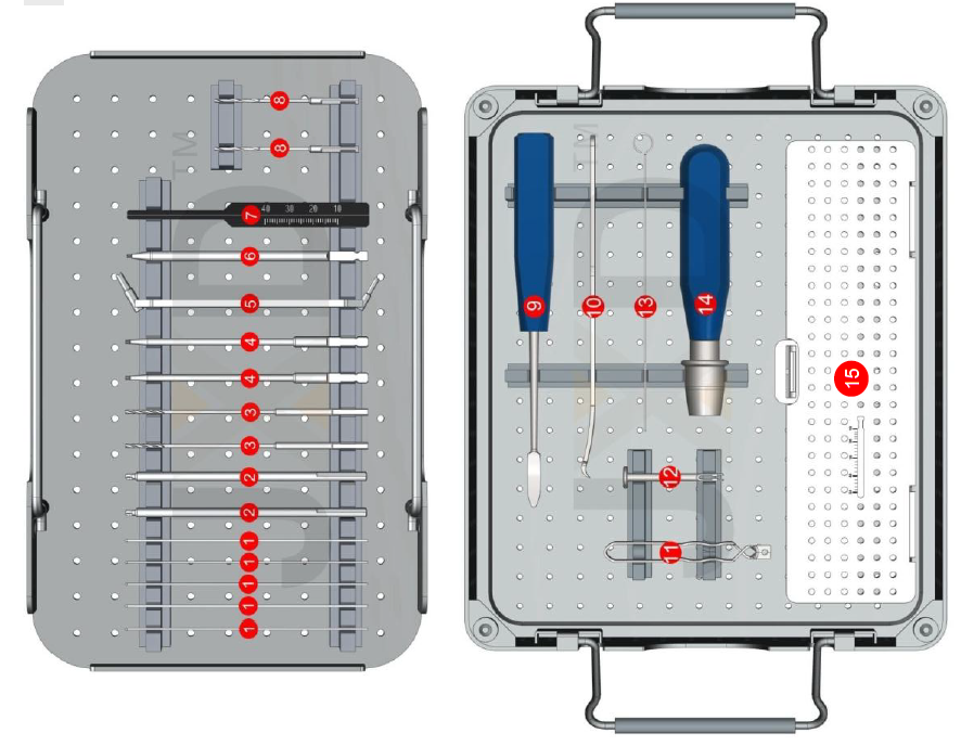 Juego de instrumentos con tornillos canulados Herbert de 4,0 mm (MOI GHATS40-01)